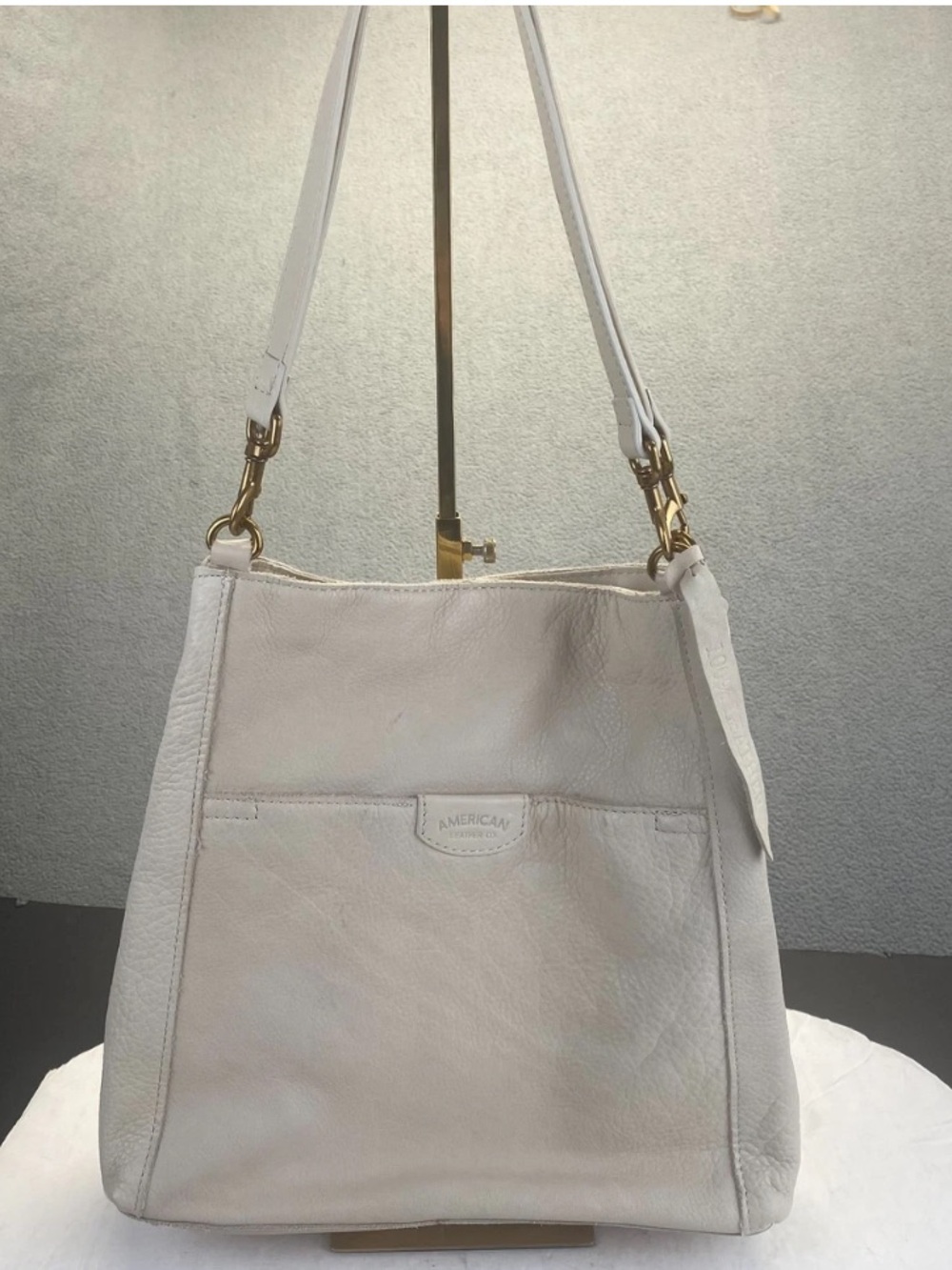 American Leather Co. Austin    Triple Entry Leather Bucket        Hobo Bag Purse